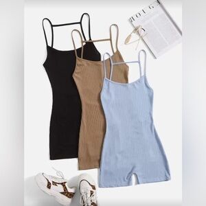 Shein EZwear Backless Cami Rompers